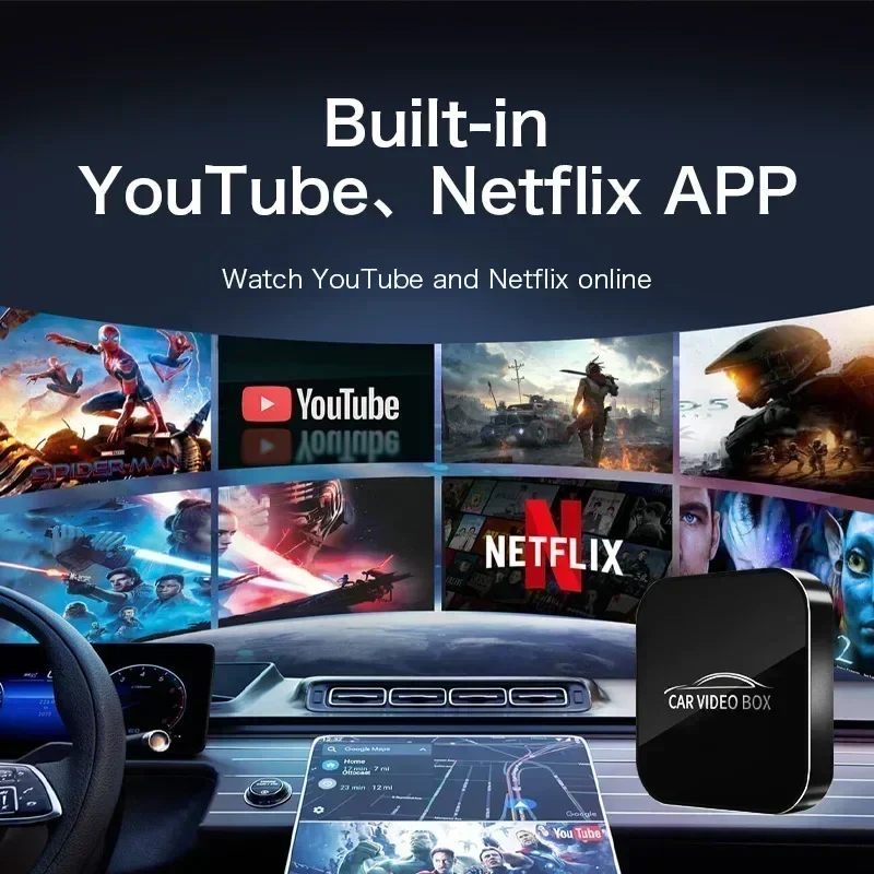 Android12 New Car Video Box Carplay Adapter Wired to Wireless Carplay& Android Auto Cars Smart AI Box For Netflix Youtube