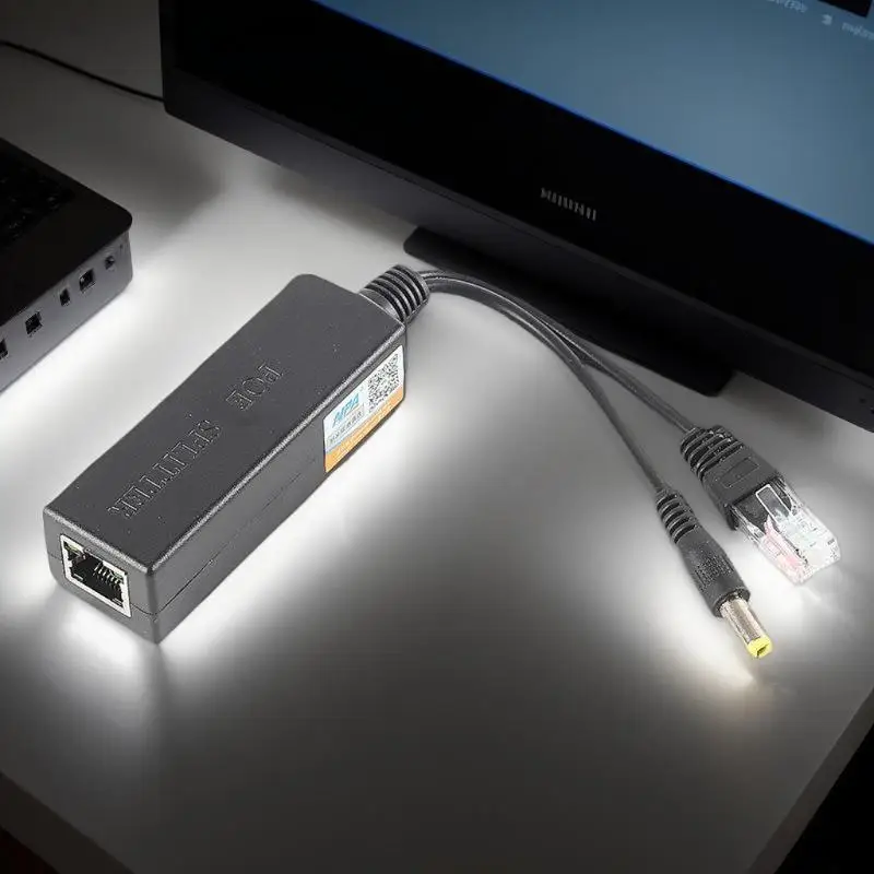 9؛ محول مقسم POE المحسن لنظام الأمان - وحدة واحدة، 5 فولت/48 فولت، متوافق مع IEEE 802.3af، التوصيل والتشغيل