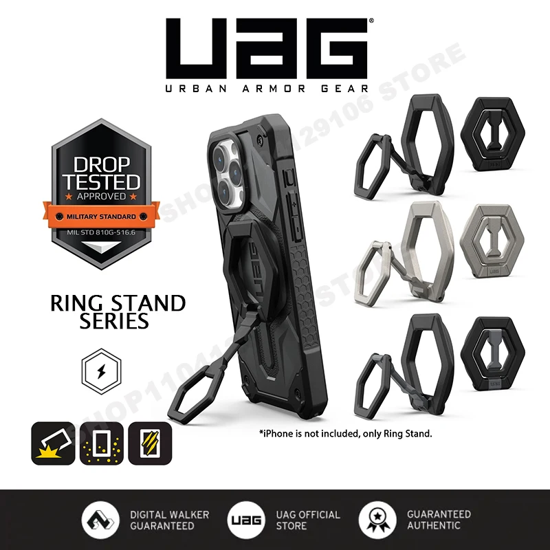 UAG Magnetic Ring Stand for iPhone 16/15/14/13 Pro Max S24 movable Metal Finger Ring Grip & 360 Rotation Adjustable Kickstand