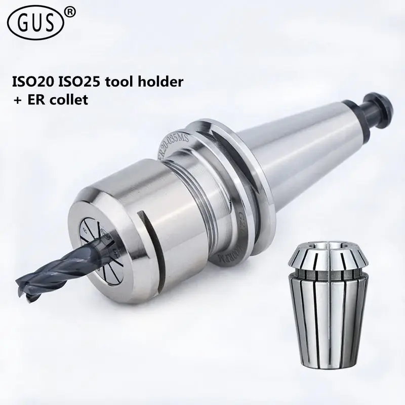 

Precision 0.002 ISO20 tool holder ISO25 ER16 ER20 holder + ER collet chuck ISO spindle CNC engraving machine lathe milling tools