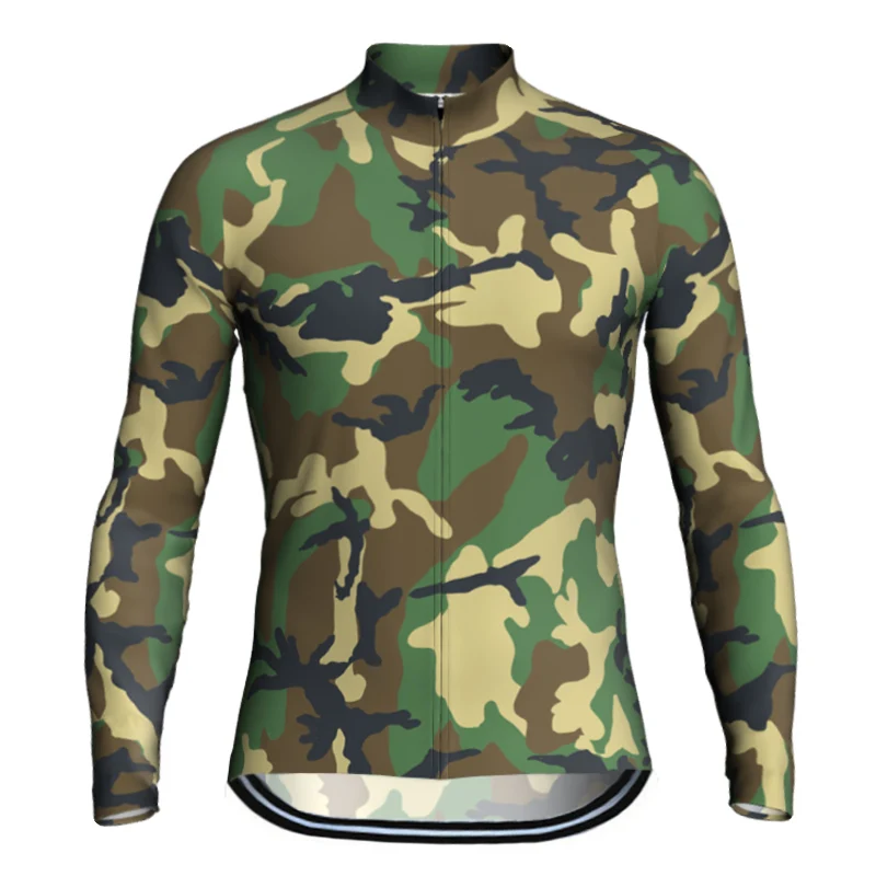 

Long Sleeve Cycling Jacket, Green Camo, Bicycle Short Shirt, Downhill Wear, Road Mountain Motorcycle, MTB Sport Bike Jersey