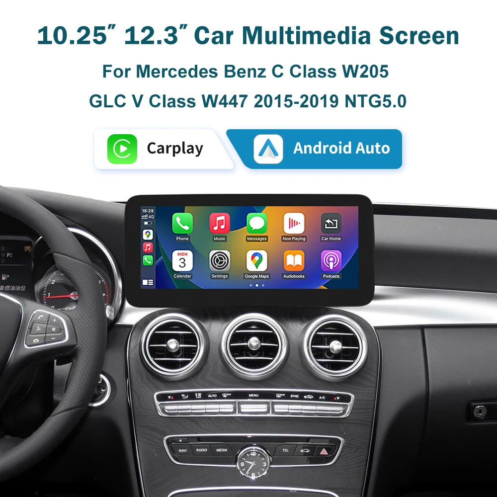 RoadTop Wireless CarPlay Android Auto Multimedia Linux Bildschirm für Mercedes-Benz C Klasse W205 GLC V Klasse W447 NTG 5,0 2015-2018