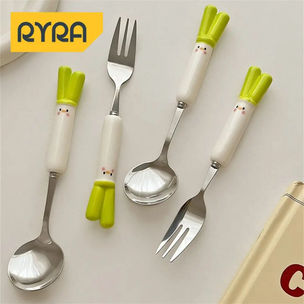 Cute Tableware Cartoon Easy To Clean Work Child Spoon Set Tableware Durable Smooth Comfortable Grip Three-dimensional Fork Thick