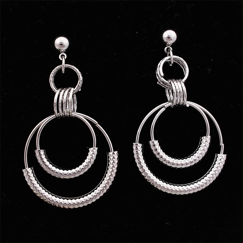 Double Metal Tube Dangle Earrings For Women Hollow Round Geometric Earrings Fashion Jewelry Statement Earrings Gifts