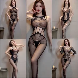 Japan Korea Style Fishnet Clothing Bodysuit Sexy Women's Underwear Bodystocking Open Crotch Plus Size Lingerie Erotic Costumes