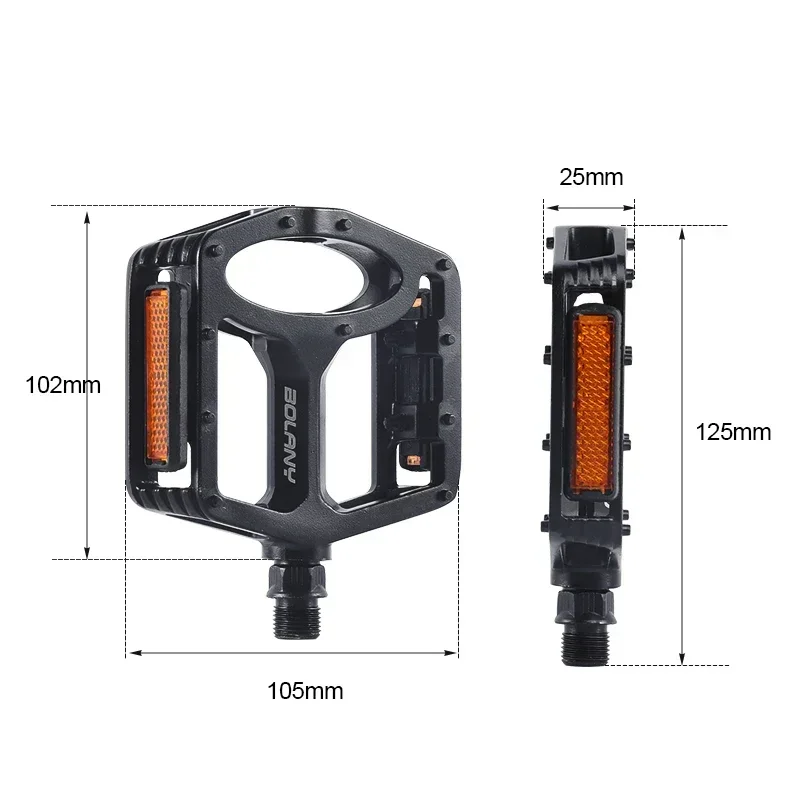 BOLANY Aluminum Alloy Bicycle Pedal  Reflective  Thickened Anti-slip 11 Nail MTB Pedal 2 Bearing Lightweight Pedal Bike Supplies