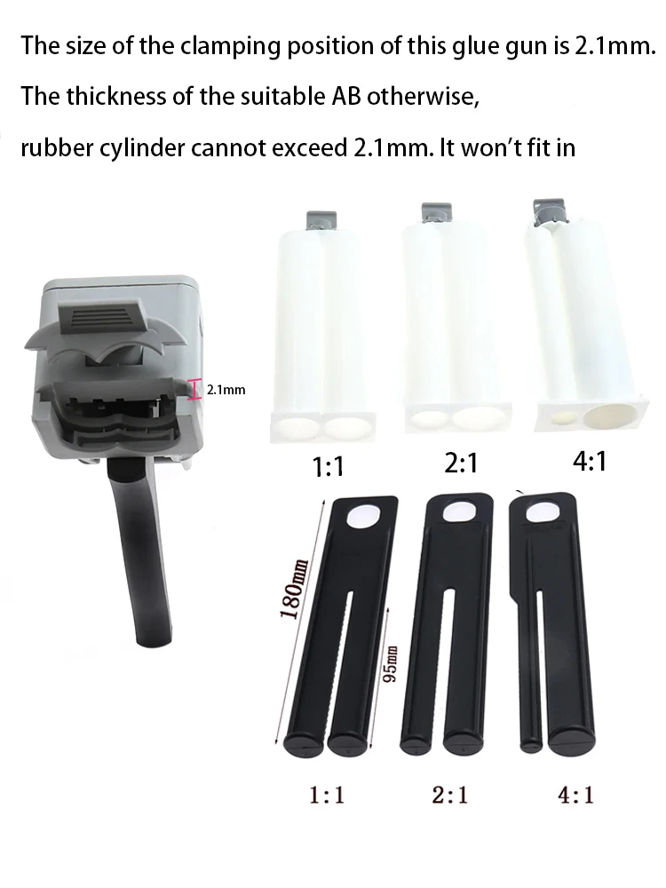 Manual Glue Gun Dispensing Gun AB Epoxy Sealant Glue Gun 1:1 2:1 10:1 Applicator Glue Adhesive Squeeze Mixed Manual Caulking Gun