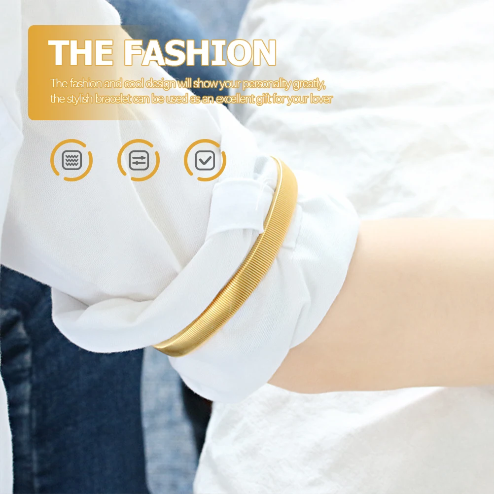 

4pcs Metal Spring Cuff Bracelets Men Sleeve Garters Mens Armbands Durable Fashion Bangles Premium Comfortable Unique Style