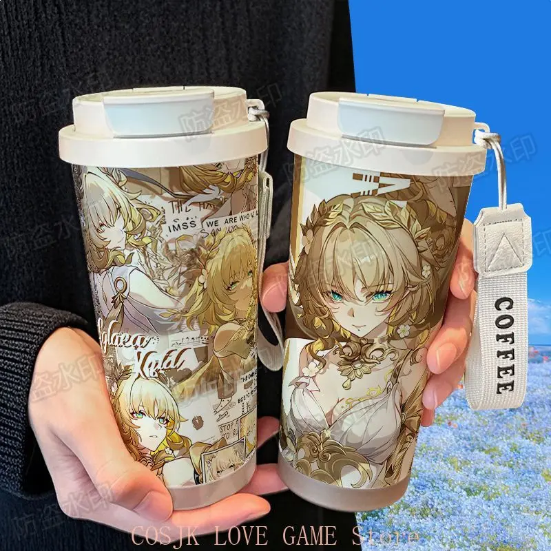 Anime Aglaea Honkai:Star Rail 316 termo de acero inoxidable botella de agua taza de agua de paja de Anime taza de café de gran capacidad