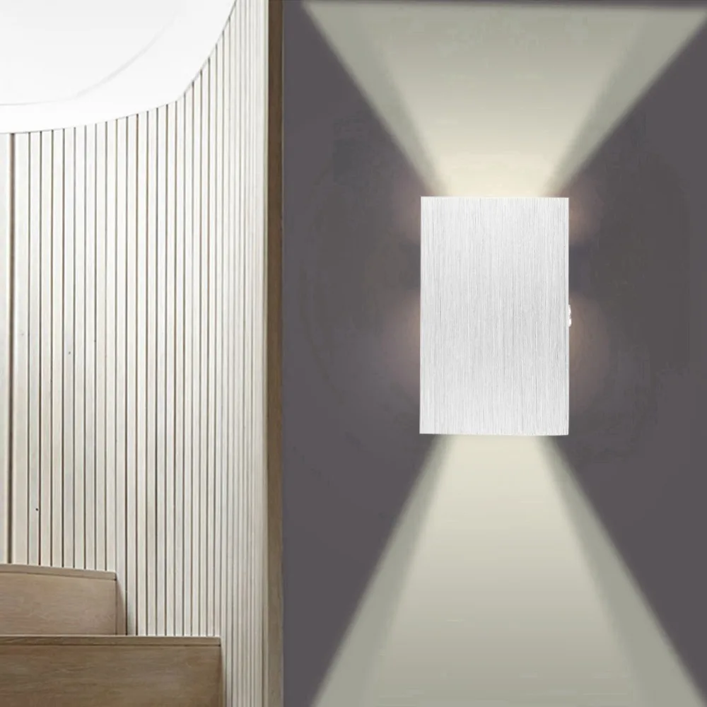 

Contemporary Style 6W LED Wall Lamp AC 85V-265V Silver LED Wall Light Warm Light 3000K 640LM LED Wall Mounted Lamp Pathway