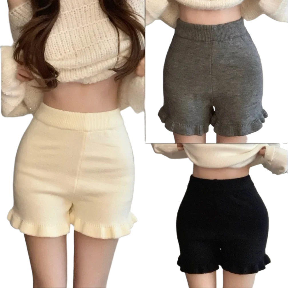 

Fashion Knitted Shorts Women High Elastic Waist Slim Casual Short Pants