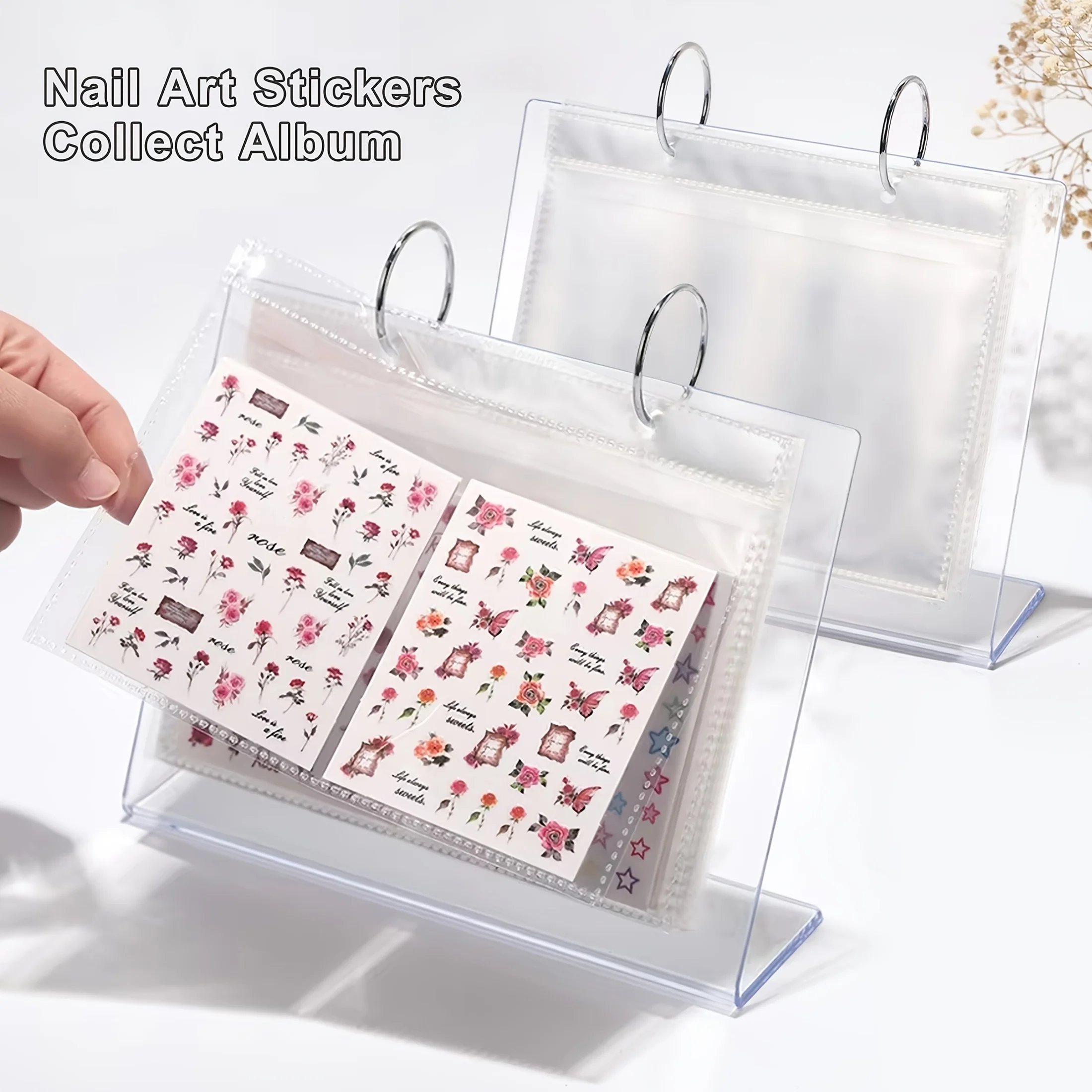 

Desktop Storage Bag Rack Jewelry Storage Book Dustproof Pvc Transparent Sealed Rings Earrings Nail Art Stickers Collect Album