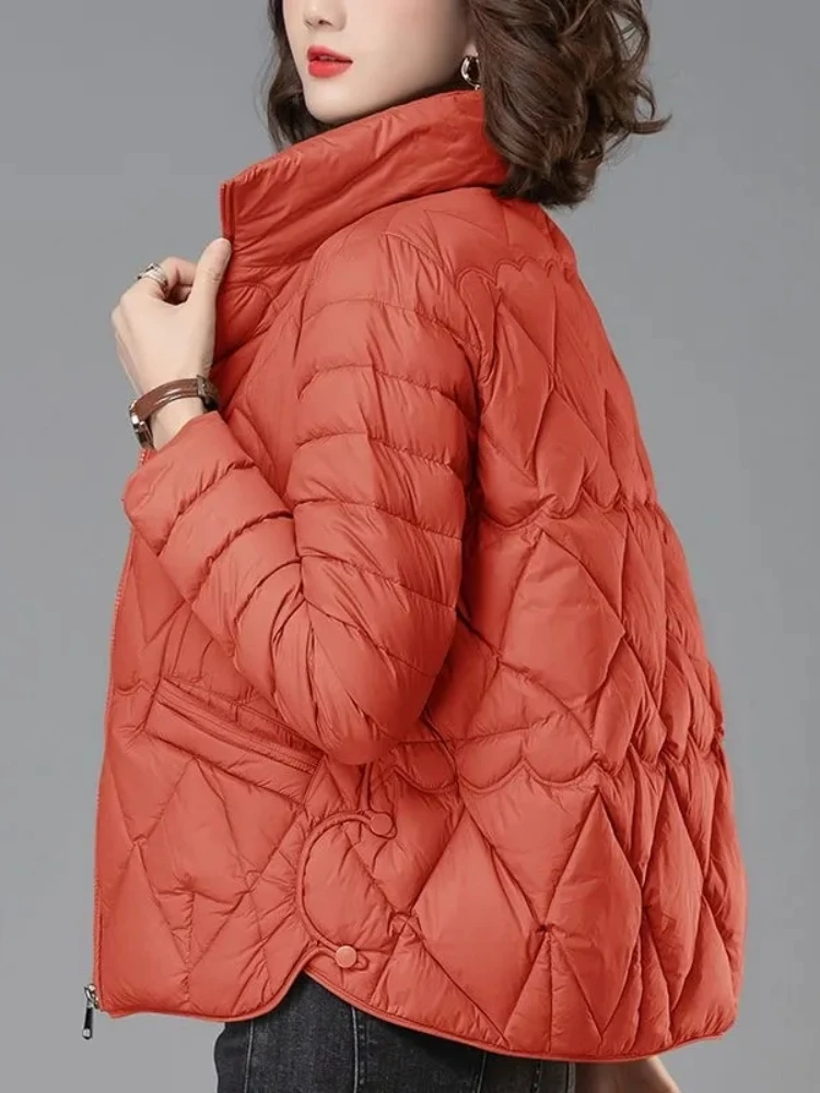 Chaqueta ligera de plumón de algodón para mujer, abrigos cortos, ropa de Madre de mediana edad, prendas exteriores, Otoño, 2024