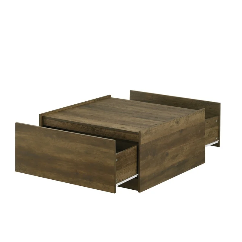 

Trentino 31.5" Oak Finish Square Coffee Table with 2 Drawers