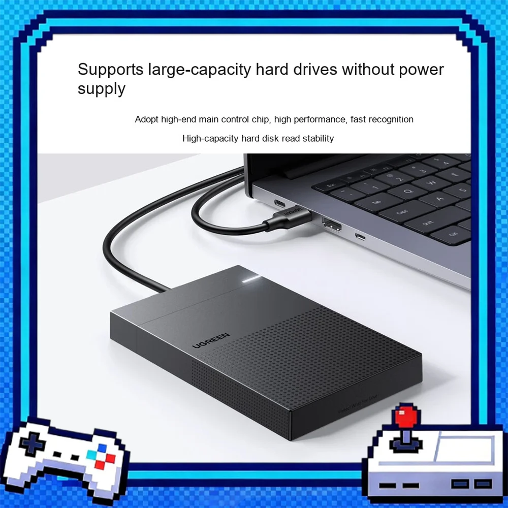 UGREEN 30719 CM471 2.5 Inch SATA HDD Enclosure USB 3.0 Built-in Cable 5Gbps External Hard Drive Case