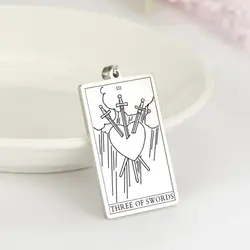 Dawapara The Suit of Swords Tarot Card Amulet Pendant for Necklace Stainless Steel Golden Jewelry DIY Accessories