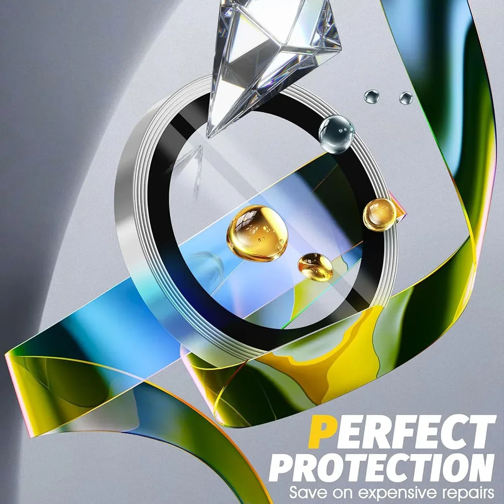 iPhone 17 Pro Max/Air 16 Pro用メタルリングカメラレンズプロテクター、背面レンズ強化ガラスカメラHD傷防止保護フィルム
