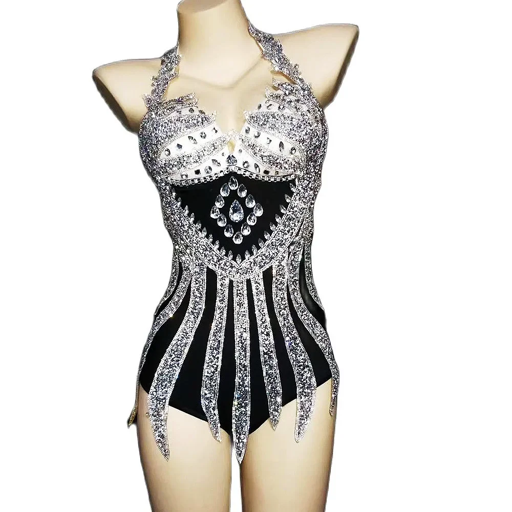 Sprankelende verjaardagsbodysuits voor vrouwen Fringe Turnpakje Strakke stretch Glanzende lovertjes Korte jumpsuits Nachtclubkostuums Outfit