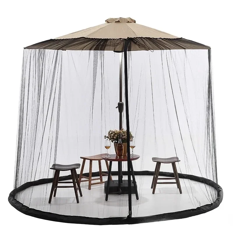Umbrella Mosquito Net Round Hanging Patio Umbrella Net for Outdoor Bed Door Canopy Mosquito Control Netting Double Zipper Door