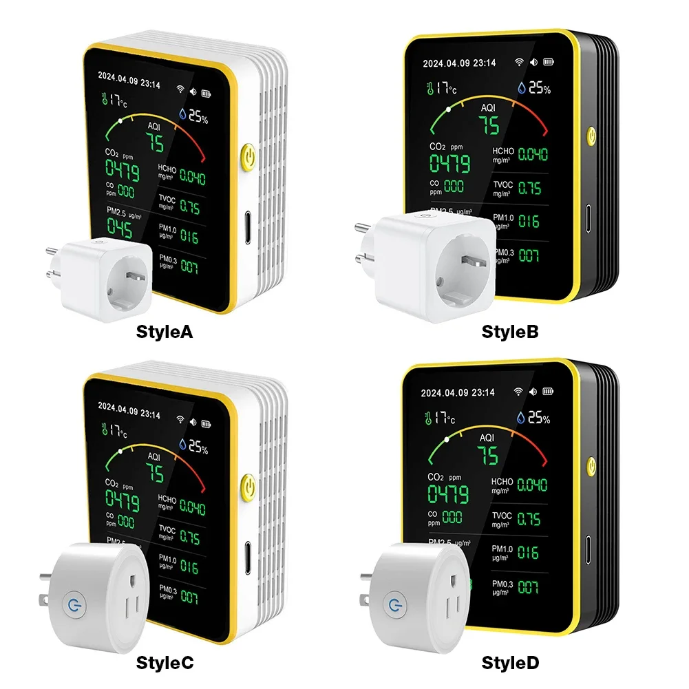 15 w 1/12 w 1/10 w 1 Monitor jakości powietrza Miernik dwutlenku węgla PM2,5 CO CO2 TVOC Formaldehyd Detektor temperatury i wilgotności