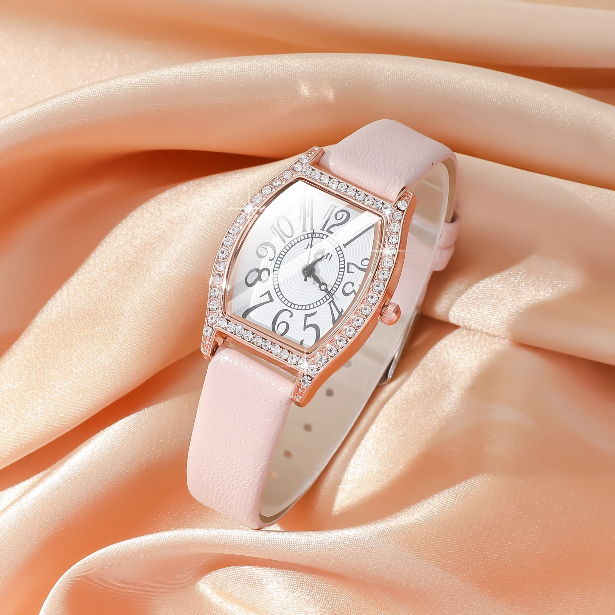 لا يوجد صندوق هدايا، مجموعة صغيرة مزاجه برميل النبيذ المياه الماس حزام الكوارتز الإناث ساعة كلمة واحدة سوار 2 قطعة #5