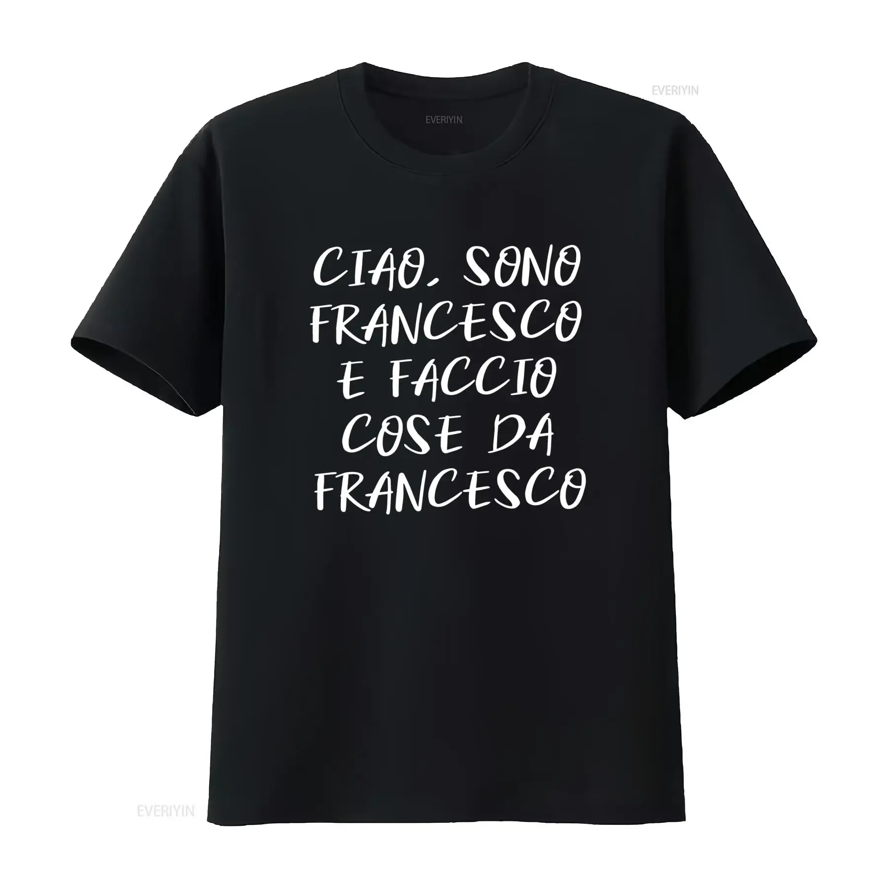 Chiao Sono Francesco T shirt da uomo con stampa di testo italiano Verde oliva retrò girocollo 180Gsm pesante design frase