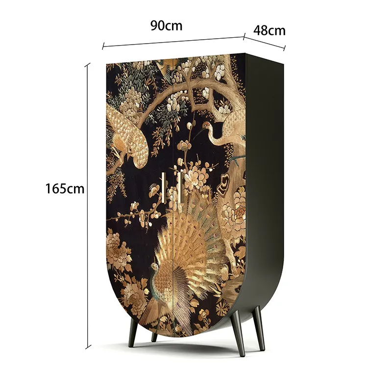 Installation-free household integrated solid wood wardrobe antique storage cabinet living room decorative side cabinet room