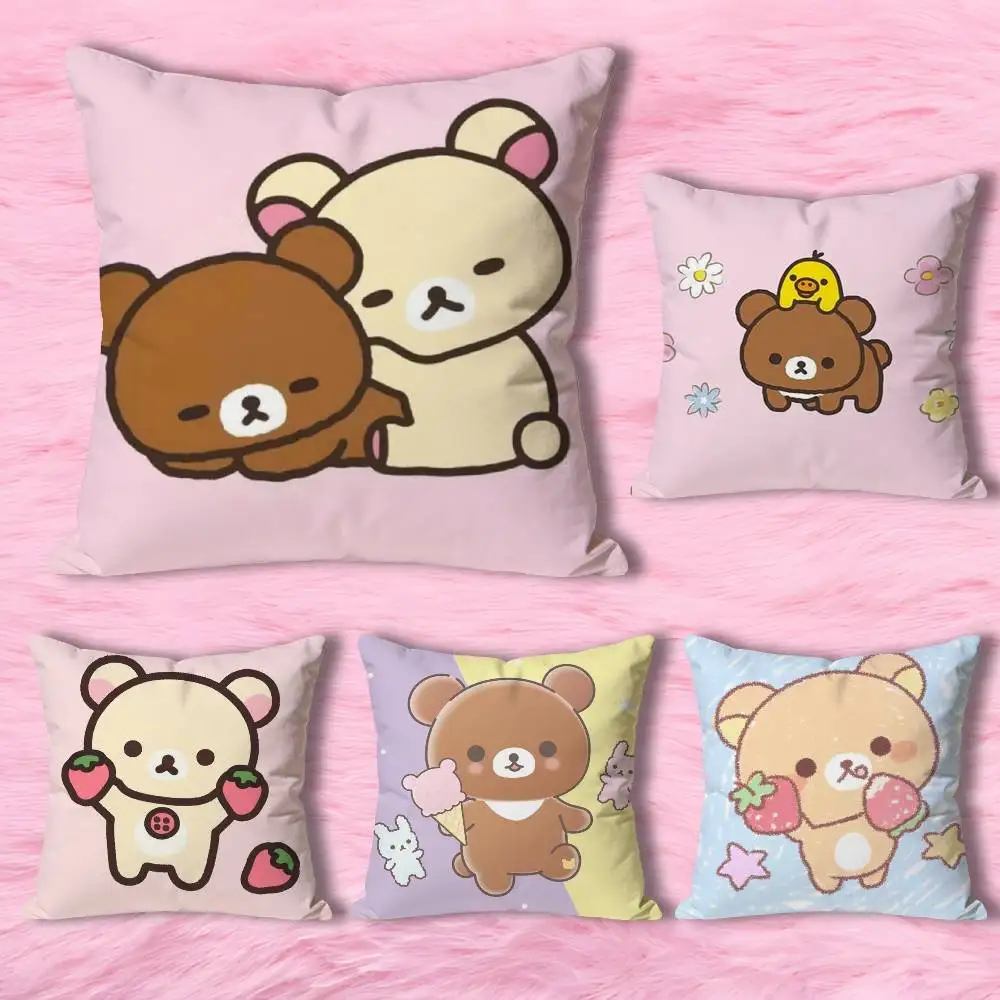 

Cute R-Rilakkumas-S Cartoon Various Sizes Square Pillow Case For Car Home Bedchamber Decor Custom Valentine gift