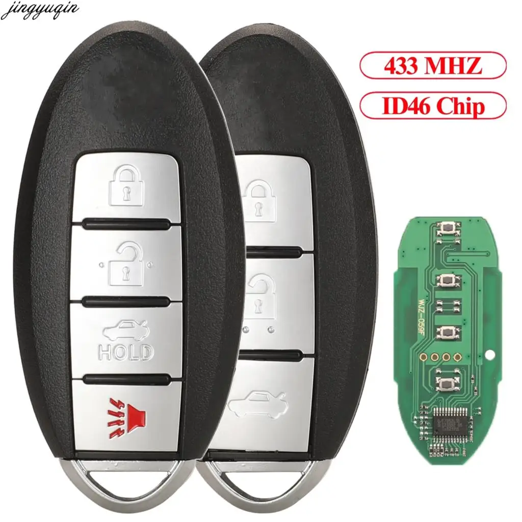 

Jingyuqin 5pcs Remote Control Car Key ID46 PCF7952 433MHZ For Nissan Bluebird Sylphy Sentra 2014 3/4 Buttons Smart Fob
