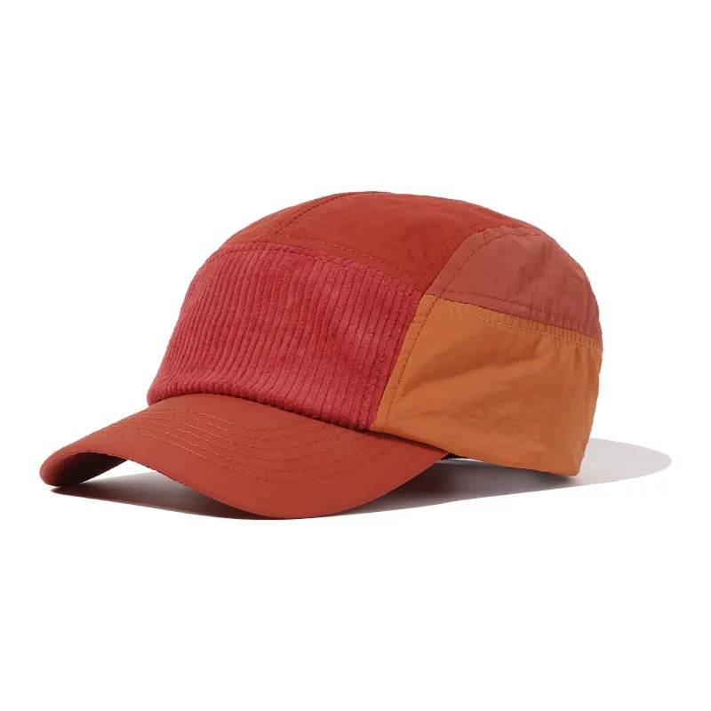 Japan South Korea Street Baseball Cap Tooling Five-Leaf Color Matching Corduroy Stitching Peaked Caps Winter Sunshade Hat