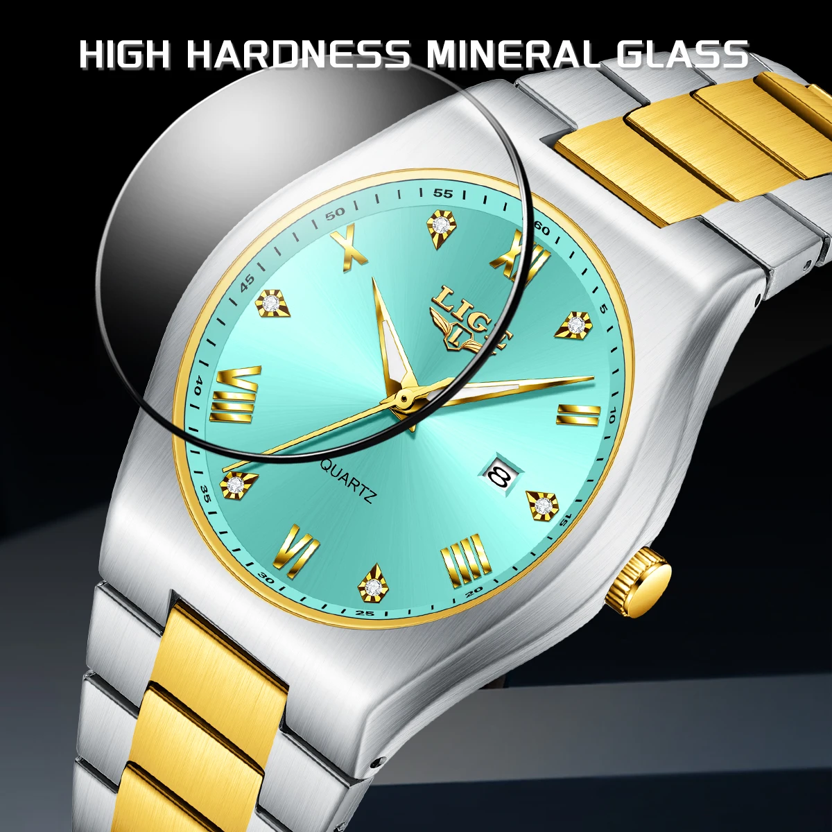 LIGE جديد فاخر كوارتز رجل ساعة اليد الرياضة الرجال الساعات مقاوم للماء مضيئة تاريخ الأسبوع الفولاذ المقاوم للصدأ ساعة رجالي ذكر Reloj + صندوق