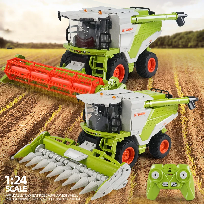 Tractor agrícola RC de juguete para niños, camión cosechadora con Control remoto de 2,4G, con luces de sonido, rociador, juguetes de Navidad