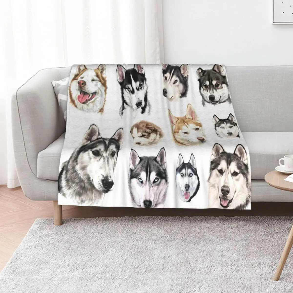 

Husky collage Throw Blanket funny gift Beautifuls Plaid Sofa Blankets