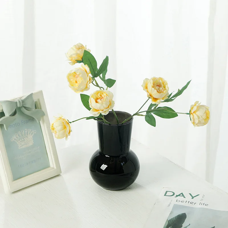 Nordic ins simple light luxury glass vase decoration high appearance level flower arranger home desktop decoration props