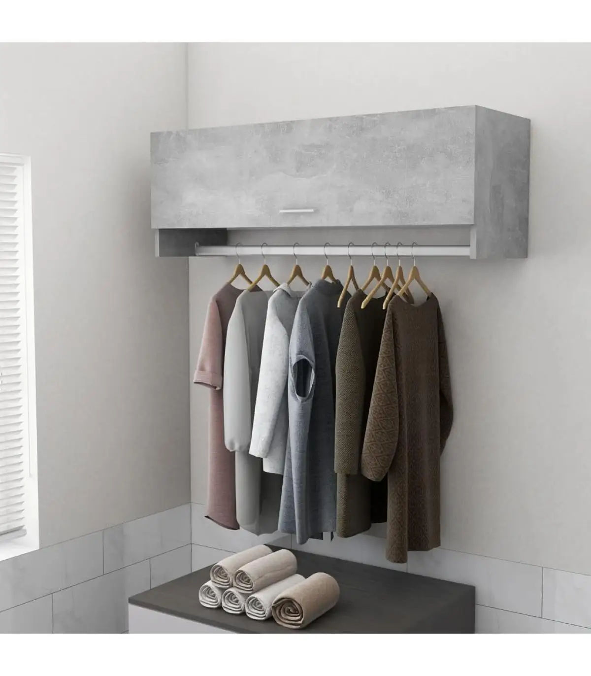 Wardrobe cabinets concrete gray chipboard cabinet 100x32,5x35 cm