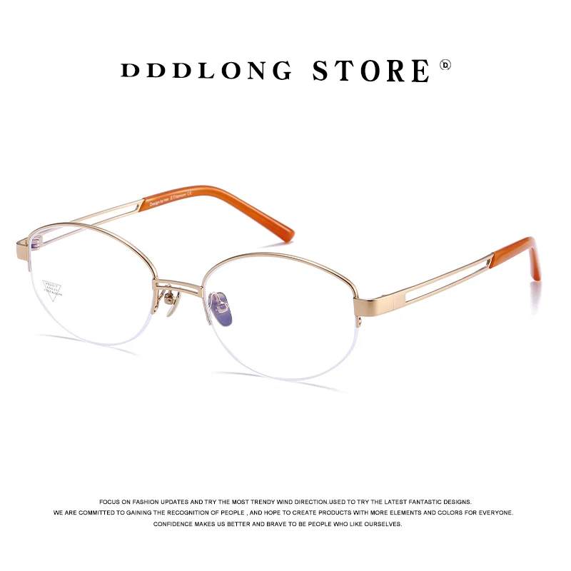 DDDLONG Round β Titanium Glasses Prescription Eyeglasses Frame For Men Women Optical Lens Can Replaceable Eyewear D691