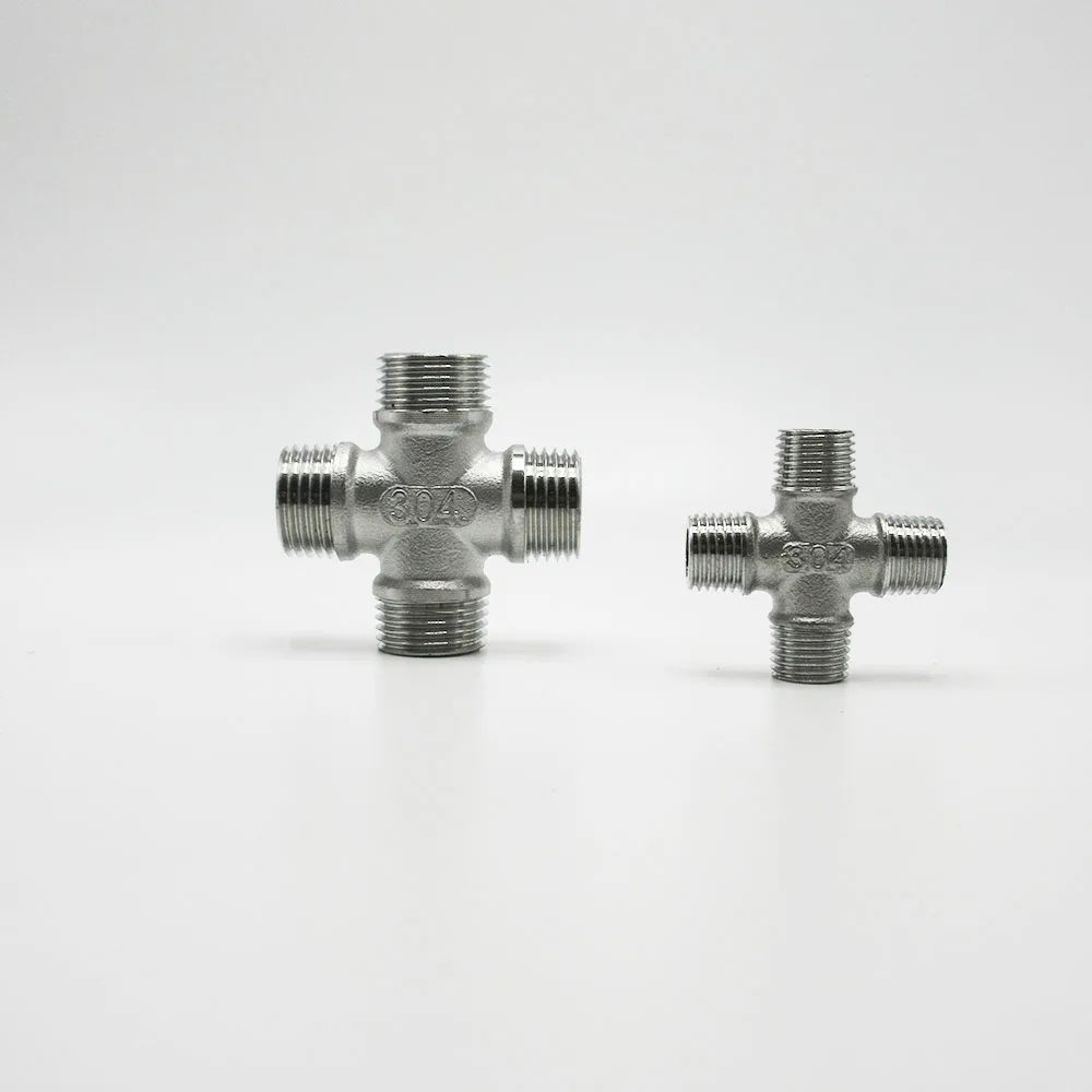 

BSP Thread 304 Stainless Steel Male Four-way fitting Connector Pipe Connector Fitting 1/4" 3/8" 1/2" 3/4" 1" 1-1/4" 1-1/2" 2"