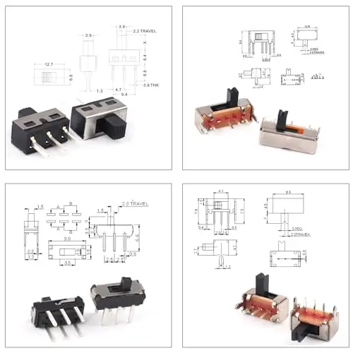 Slide Switch Assorted Kit Mini Micro PCB Panel Slide Switch 2Pin 3Pin 4Pin ON/Off ON/Off/ON Switch Arduino Breadboard