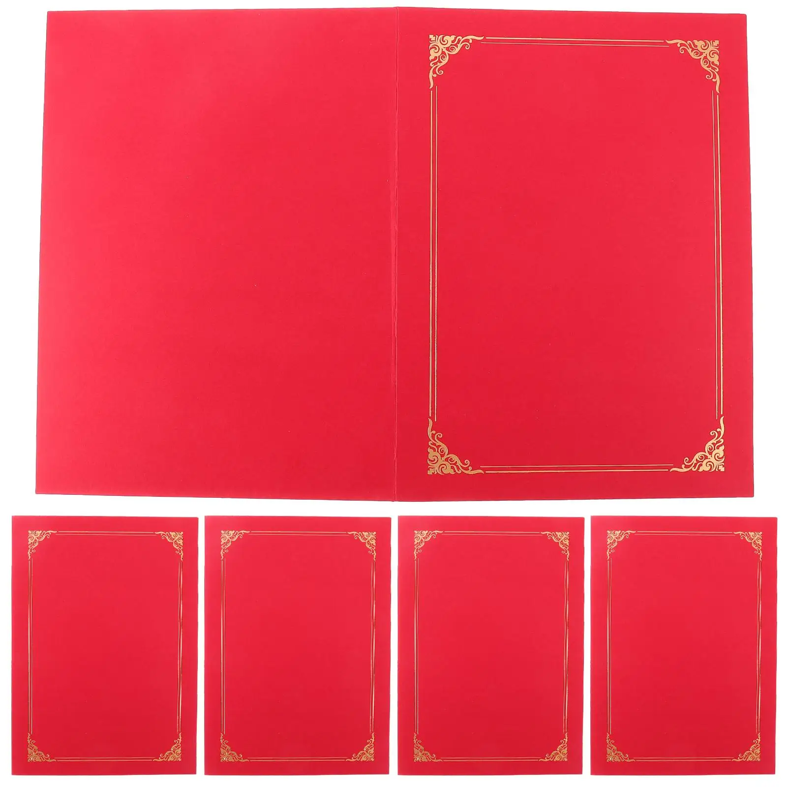 10PCS Red Blank Foil Certificate Covers for Award Graduation Diplomas Documents Storage Folder Presentation Holder