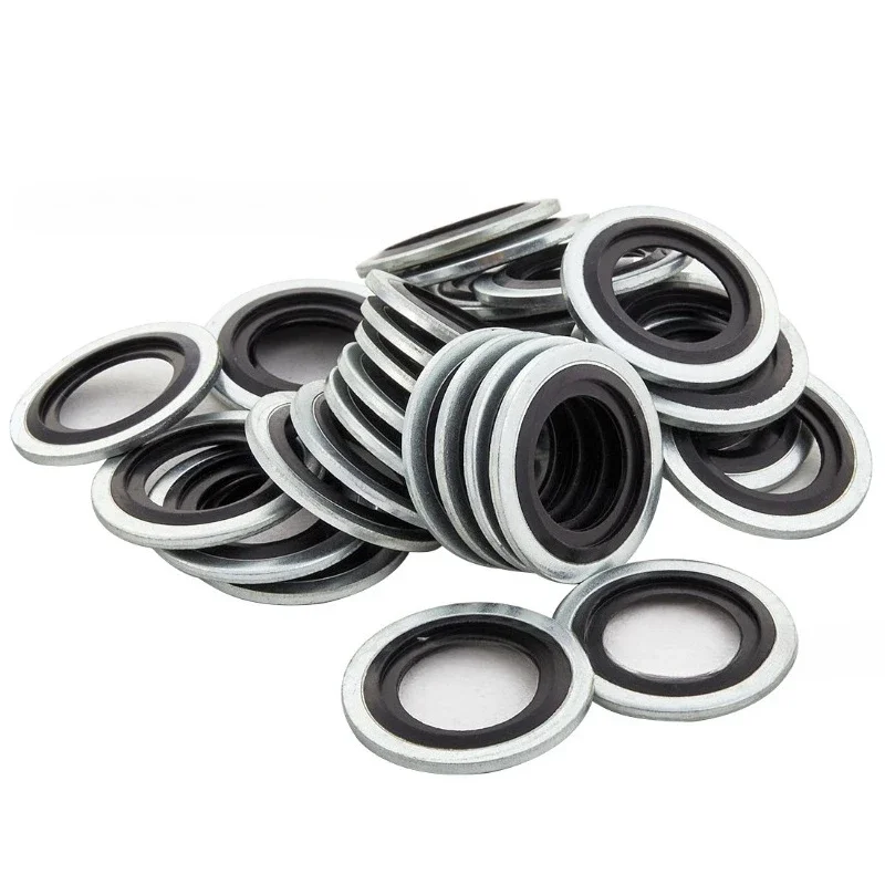 10/30/50/100pcs Aluminum Alloy Rubber Sealing Ring Gasket Bonded Seal Washer Car Oil Pan Drain Plug For Car Accessories