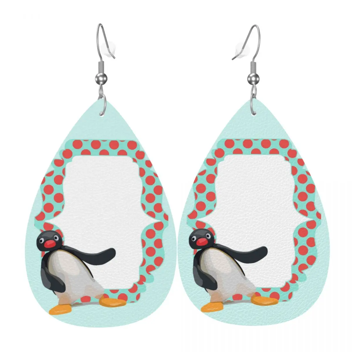 

Кожаные серьги из ПВХ на заказ Noot Noot Pingu, висячие серьги, ювелирные изделия для женщин, товары с пингвином для жены, подарок матери