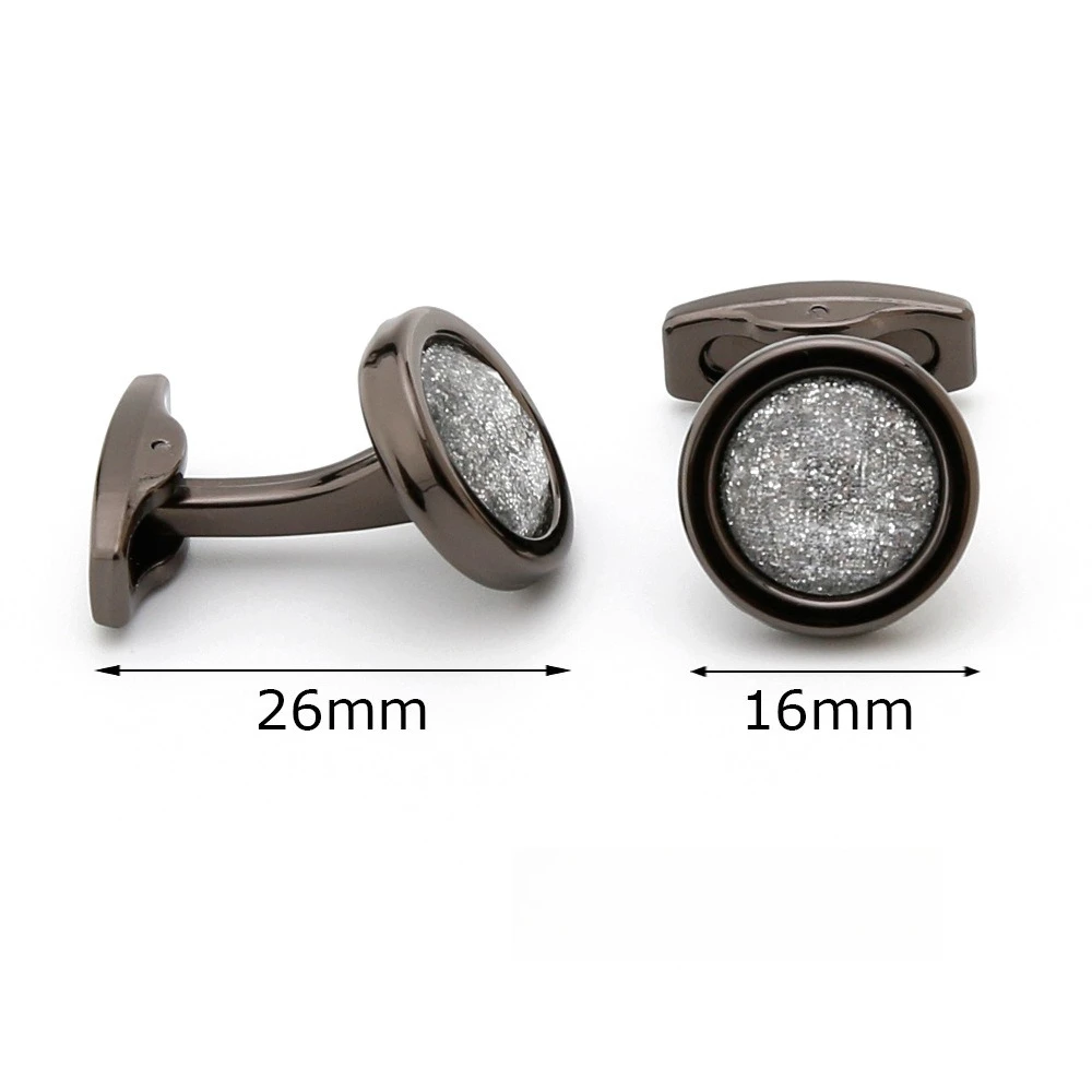 Dark Silver Glitter Texture Cufflinks Matte Black Metal Men's Shirt Cuff Buckle Simple Business Daily Cufflinks Accessories