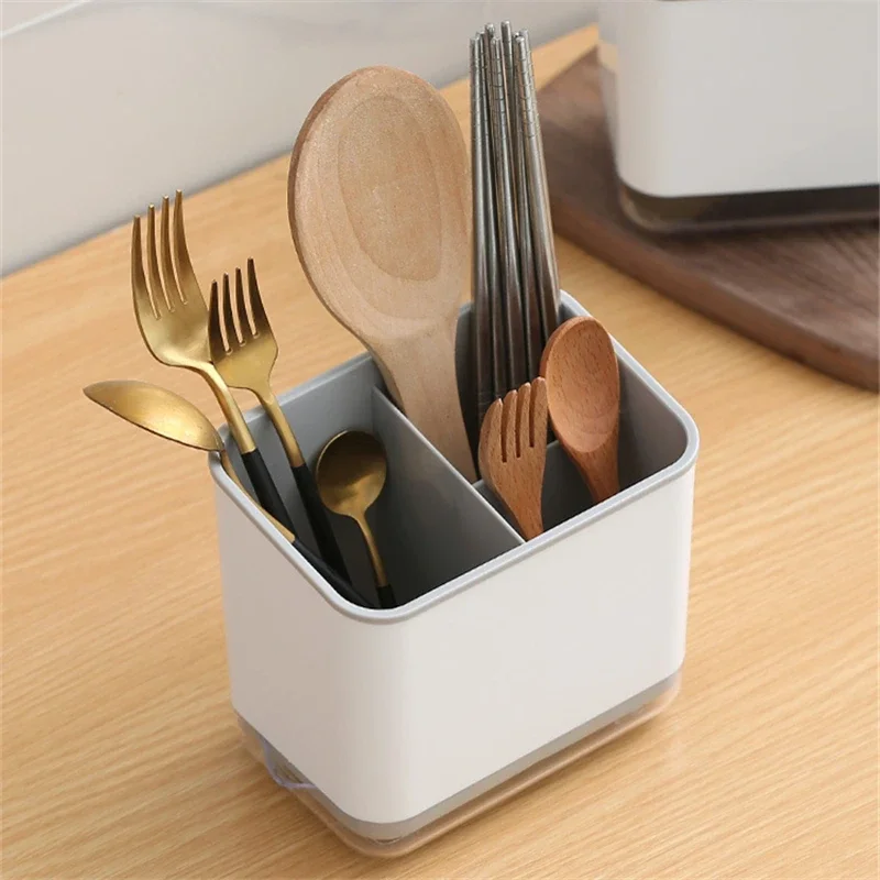 Double Layer Detachable Chopsticks Cage Multifunctional Spoon Fork Storage Holder Cutlery Drain Rack Organizer Kitchen Utensils