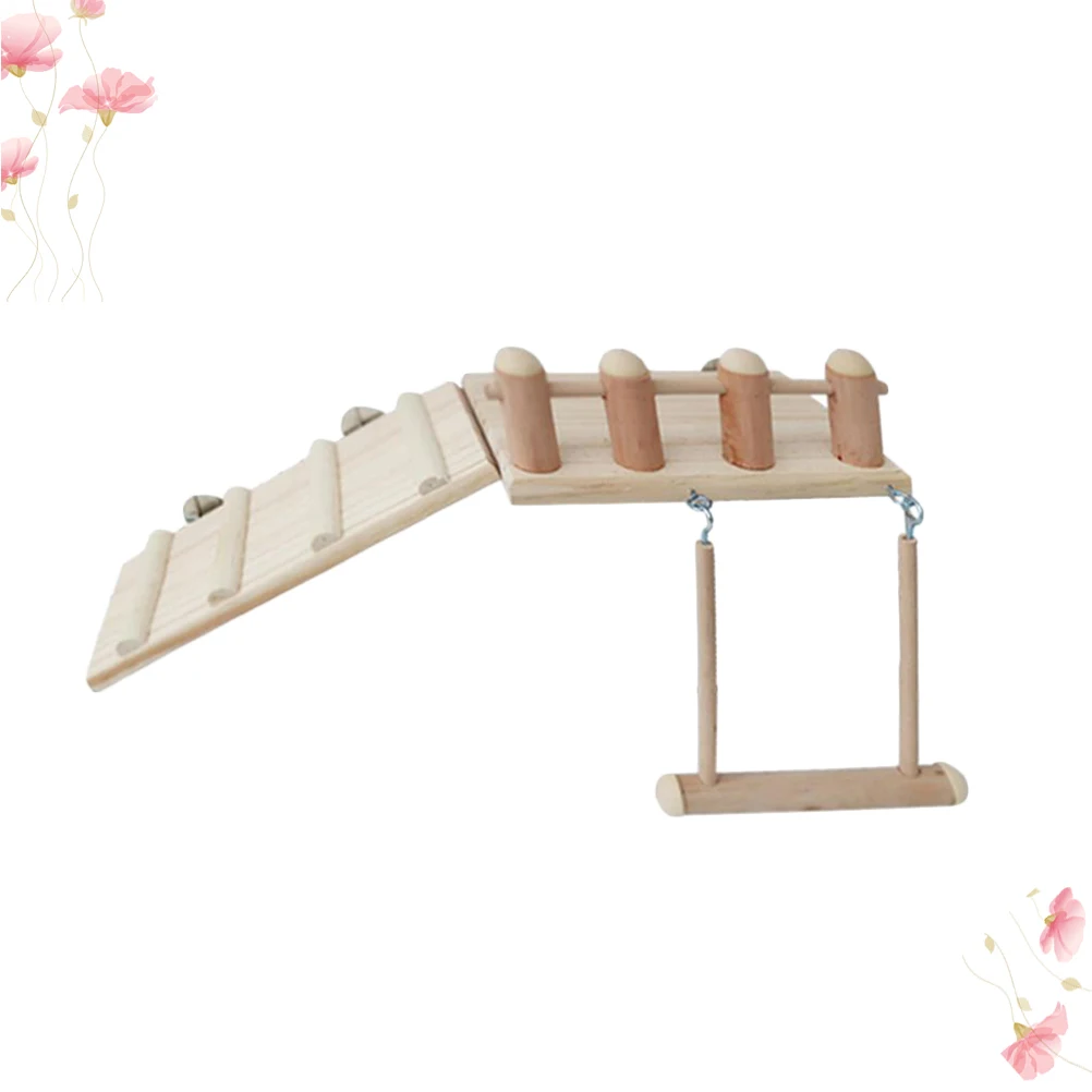 

1 set Hamster Toys Ladder Swing Durable Wooden Small Animals Chipmunk Supplies Parrot Interactive Play Set