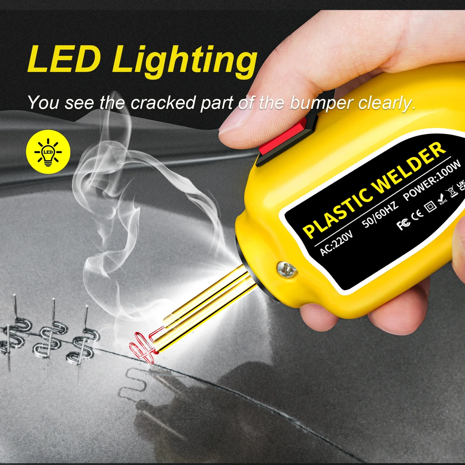 100w plastic welding machine tool car bumper electronic welding repair kit mini portable heat gun hot stapler