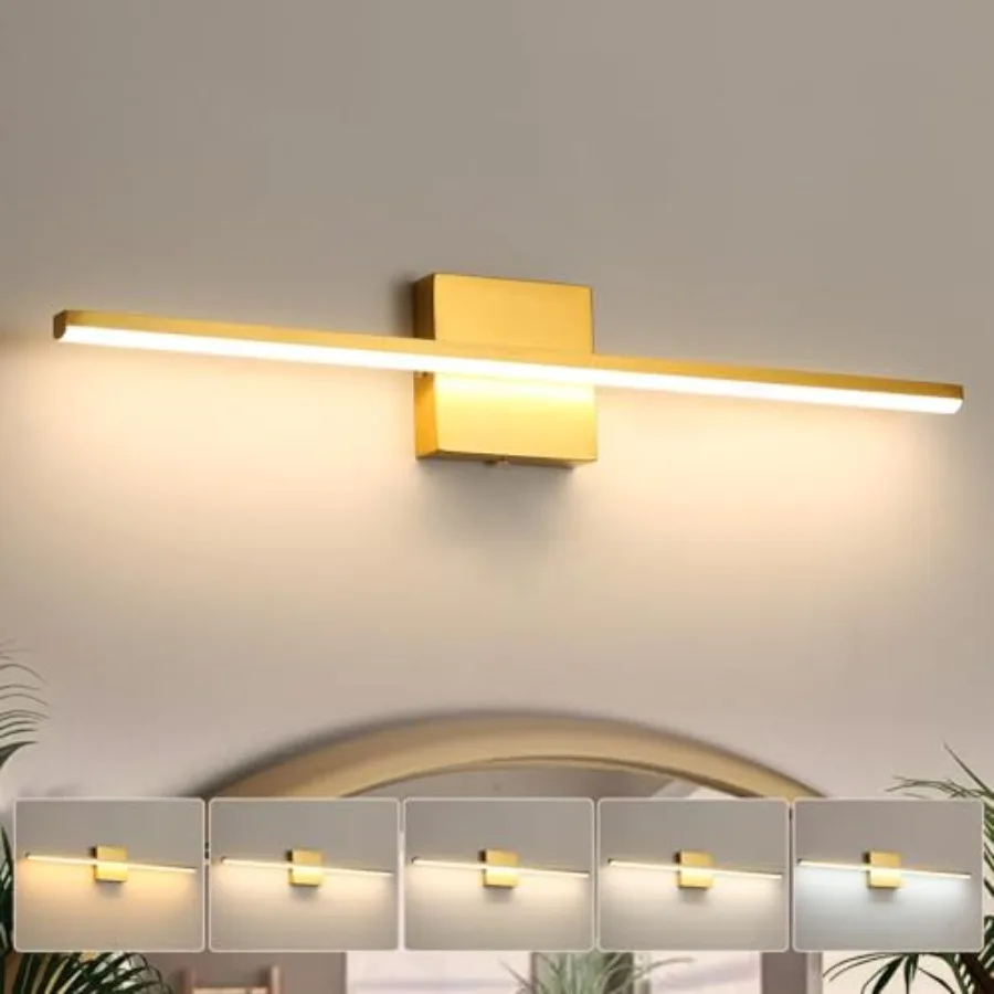 

Modern Bathroom Vanity Light 24 Inch 18W Brushed Gold Bathroom Light Fixture Over Mirror Dimmable 5CCT LED Wall Sconce Lighting