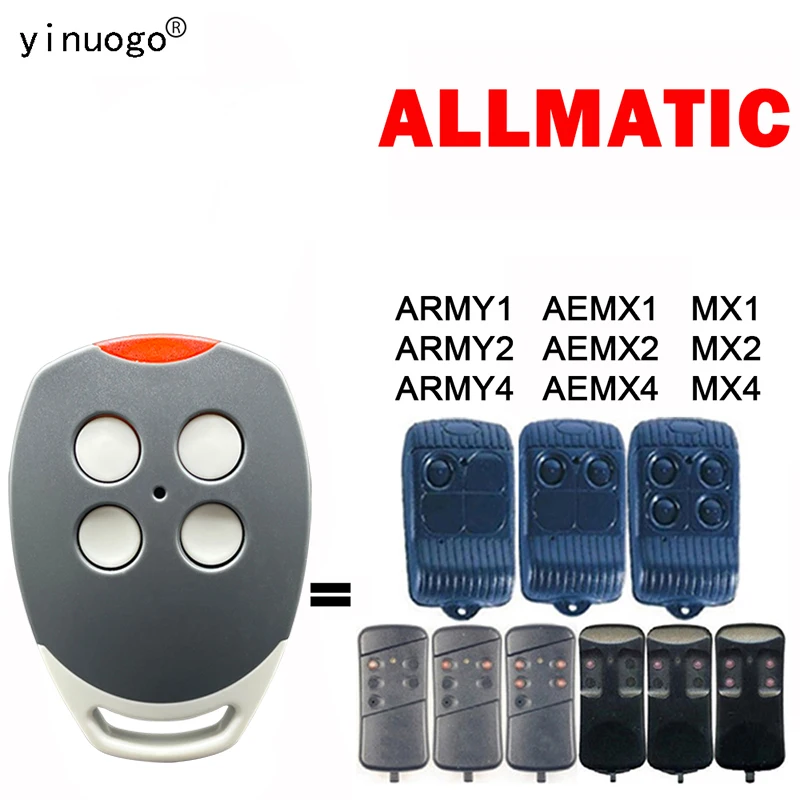 

For ALLMATIC ARMY1 ARMY2 ARMY4 AEMX1 AEMX2 AEMX4 MX1 MX2 MX4 Clone Garage Door Remote Control 433MHz Fixed Code