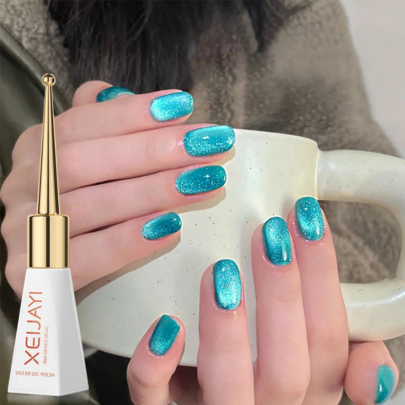 10ml Sparkling Glass Bead Flash White Spar Cat Eye Gel Nail Polish Magnetic Gel Nude Color Semi Permanent Soak Off 2024 New