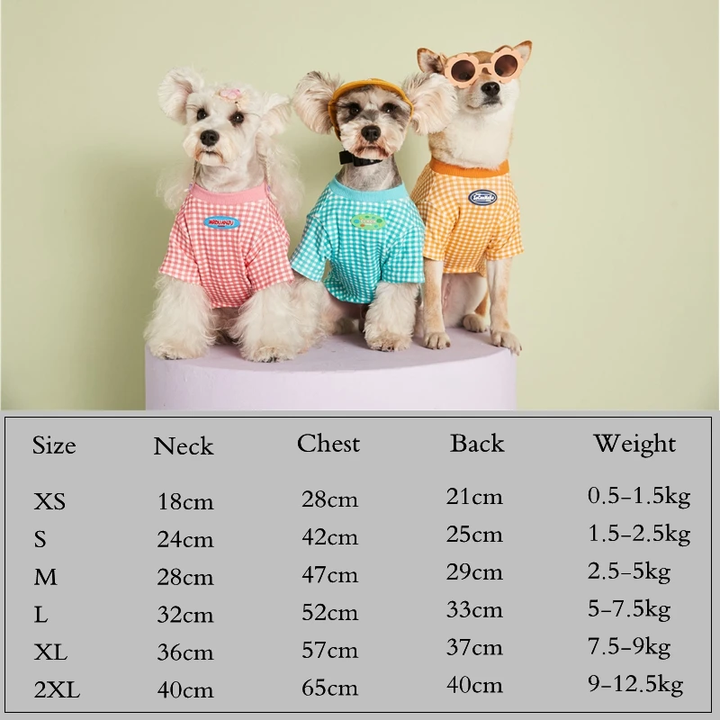 Pakaian kaos kotak-kotak anjing peliharaan pakaian Fashion anjing Super kecil lucu Chihuahua cetak musim semi musim panas Pink anak laki-laki perempuan