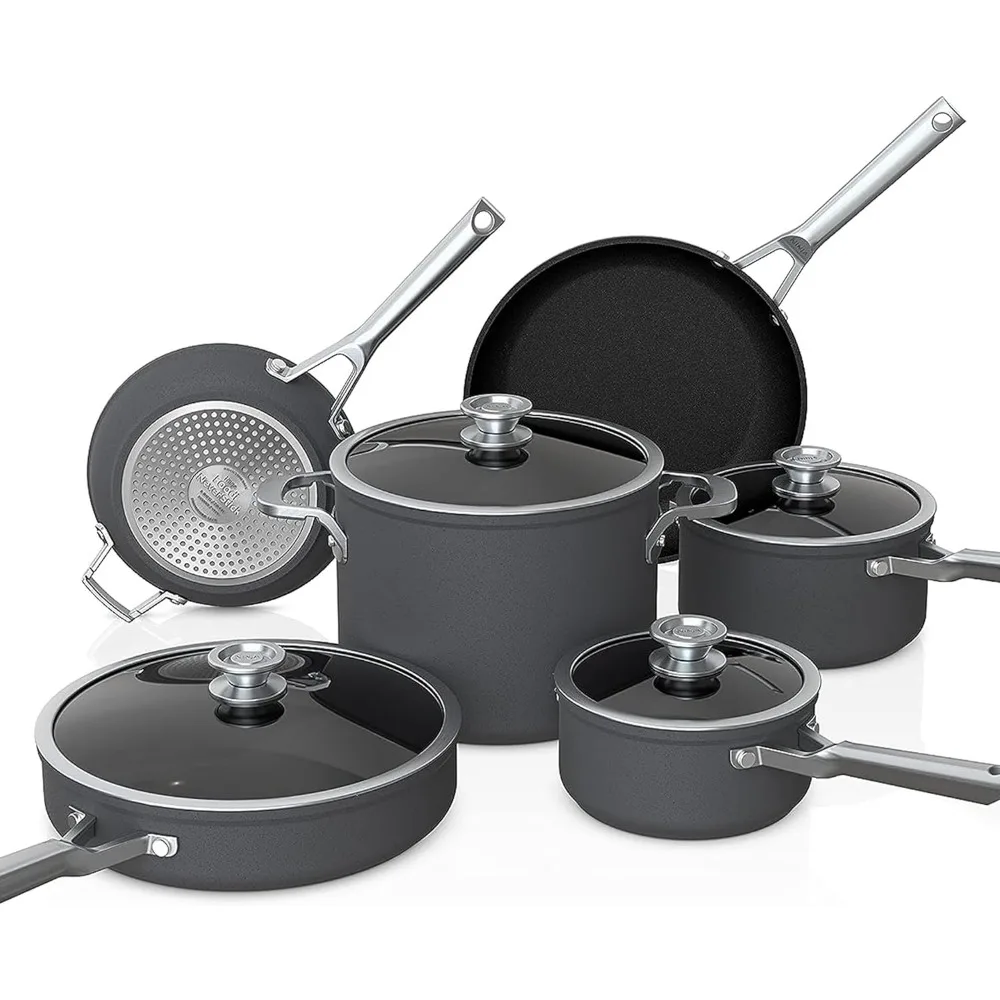 

Ninja NeverStick Premium 10-Piece Cookware Set with Glass Lids, Nesting Design, Hard-Anodized Nonstick Kitchenware